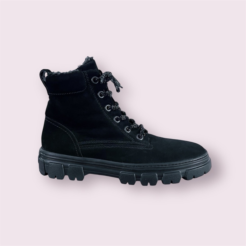 Paul Green Joaquin Genuine Shearling Boot Black Nubuck Women's Size 8 UK 10.5 US
